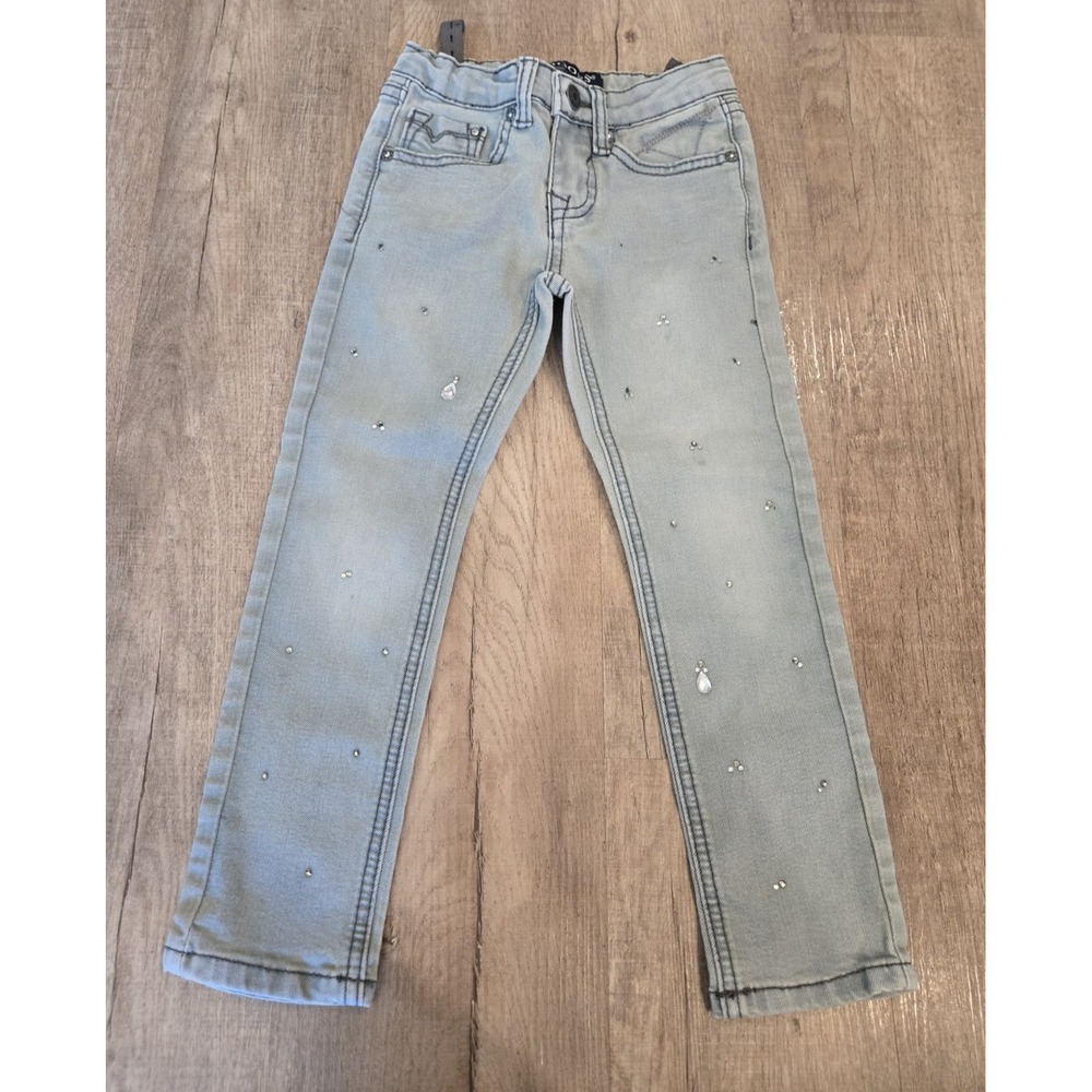 Vigoss Girls Grey Embellished Jeans Size 4